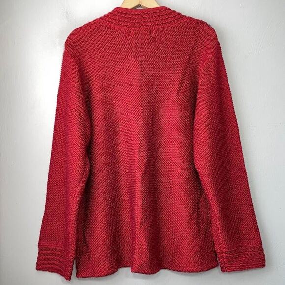 Gizel Cardigan Plus Size 1X Artsy Red Button Sweater Lagenlook Wearable Art - Picture 4 of 9